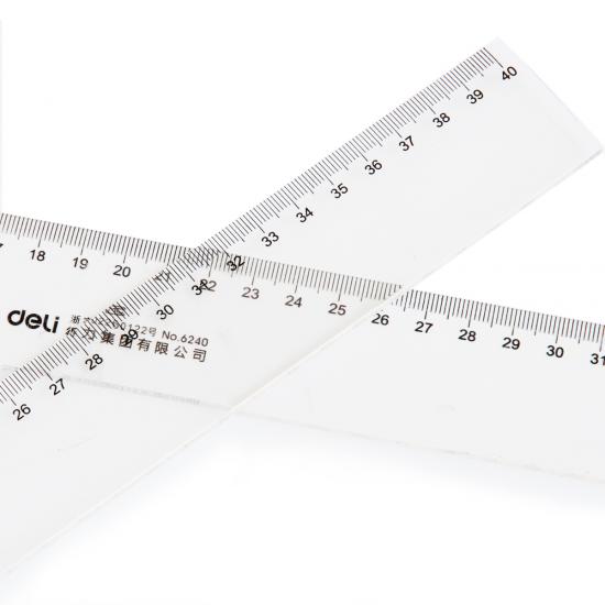 得力 6240 尺/塑料直尺子 测量绘图刻度尺子 办公用品 塑料40cm