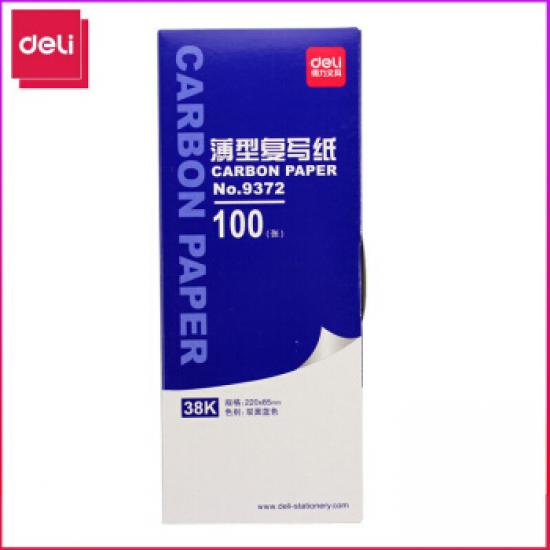 得力9372 复写纸 薄型双面蓝色印纸 办公用品 38K 85*220mm