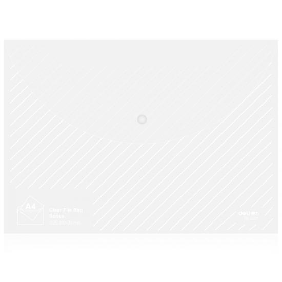 得力 5501 透明丝印按扣公文袋A4 文件袋 (白)  办公用品 颜色随机