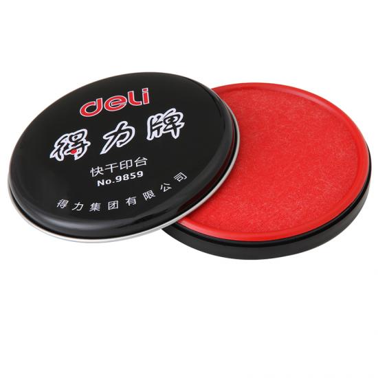 得力 9859 印台φ89mm金属盖快干印台印泥 红色