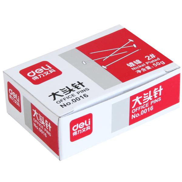 得力0016 2#24mm大头针 服装裁剪定位针(50克/盒)