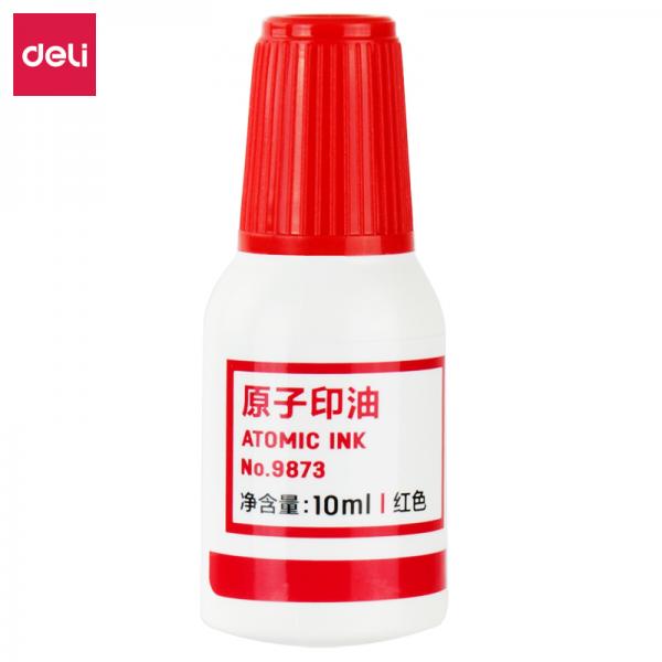 得力9873印油10ml财务印章原子印油 红色原子印章油