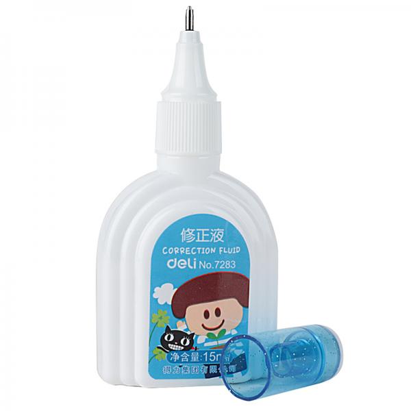 得力 7283 卡通图案修正涂改液/修正液 15ml 颜色随机 