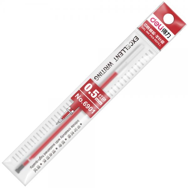 得力6901笔芯0.5mm半针管黑色中性笔笔芯 水笔签字笔替芯 20支/盒