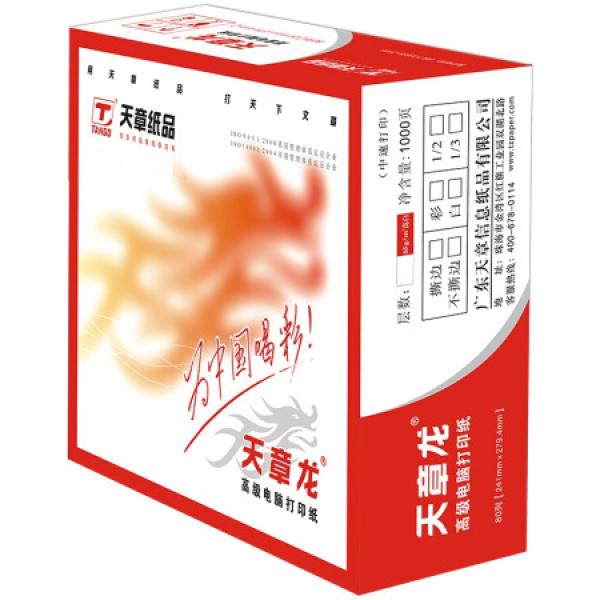 天章龙 241 系列撕边电脑打印纸 针式打印纸(1000页/箱)