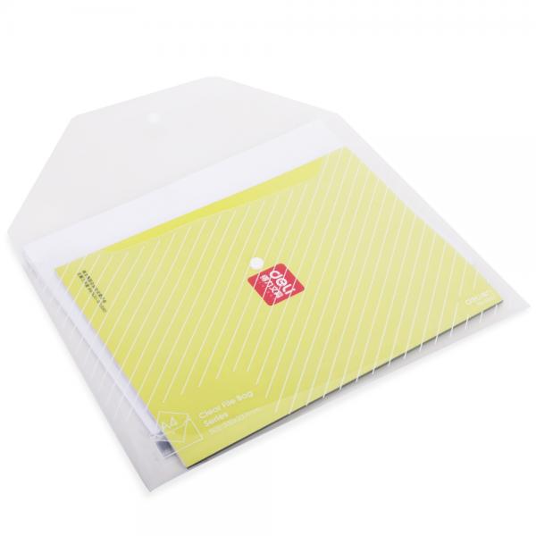 得力 5501 透明丝印按扣公文袋A4 文件袋 (白)  办公用品 颜色随机