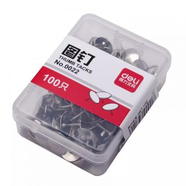 得力 0022 图钉大头钉圆头塑料盒装100枚/盒软木钉墙钉办公用品