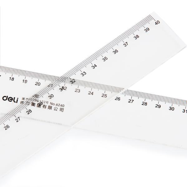 得力 6240 尺/塑料直尺子 测量绘图刻度尺子 办公用品 塑料40cm