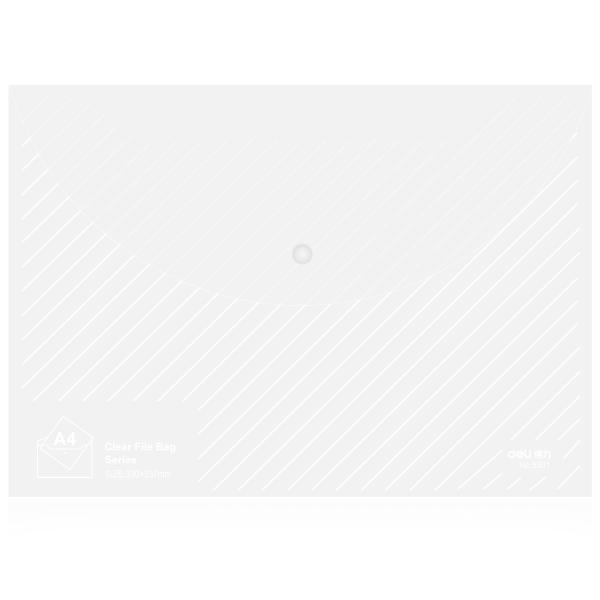 得力 5501 透明丝印按扣公文袋A4 文件袋 (白)  办公用品 颜色随机
