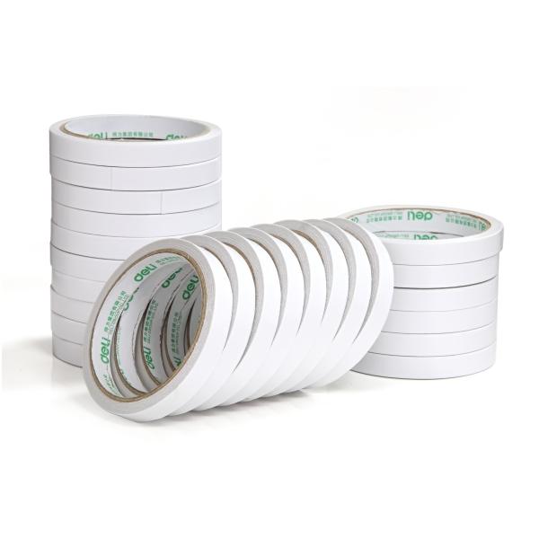 得力 30401 高粘性棉纸双面胶带12mm*10y(9.1m/卷) 24卷/袋装