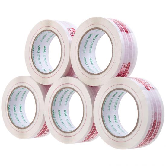 得力 33445 白色警示语快递胶带/封箱胶带/打包宽胶带42mm*120m*50μm 5卷/筒