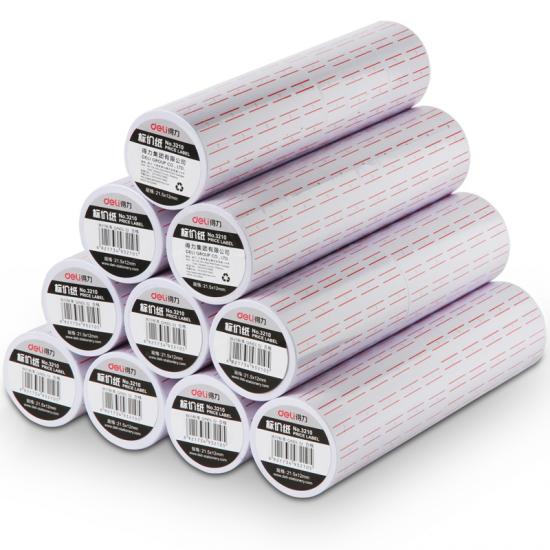 得力 3210 打码纸 21.5×12mm通用单排标价纸 10卷/筒