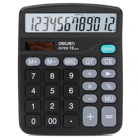 得力 837ES 双电源桌面通用办公计算器 12位大屏幕桌面计算机