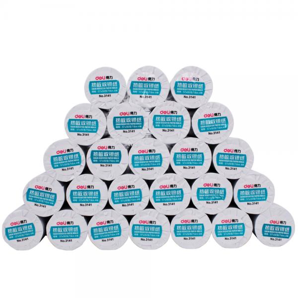 得力 3141 57mm*50mm热敏收银纸/收银机打印纸/超市小票打印纸 18米/卷 100卷/箱