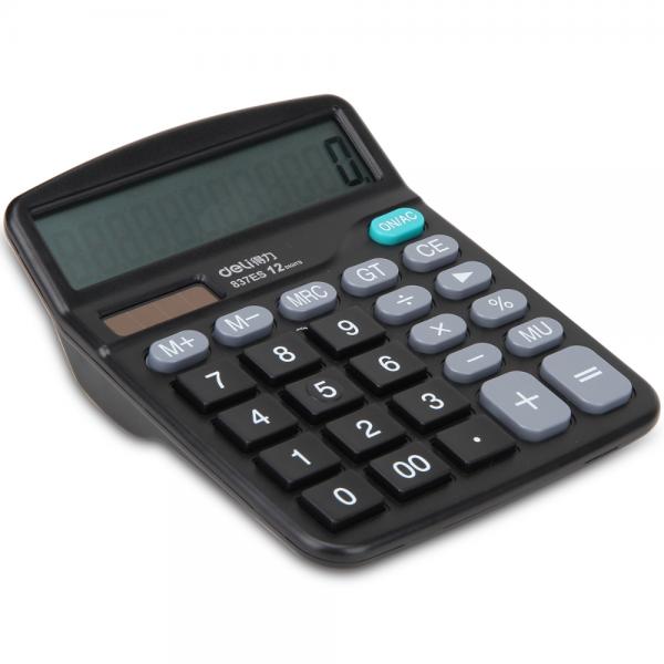 得力 837ES 双电源桌面通用办公计算器 12位大屏幕桌面计算机