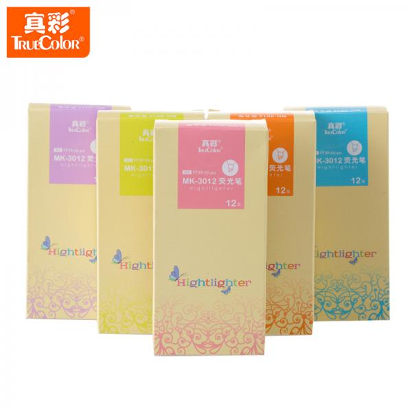 真彩 MK-3012 6色荧光笔醒目标记笔水性记号笔 办公学习 单头糖果色 12支/盒 下单备注颜色